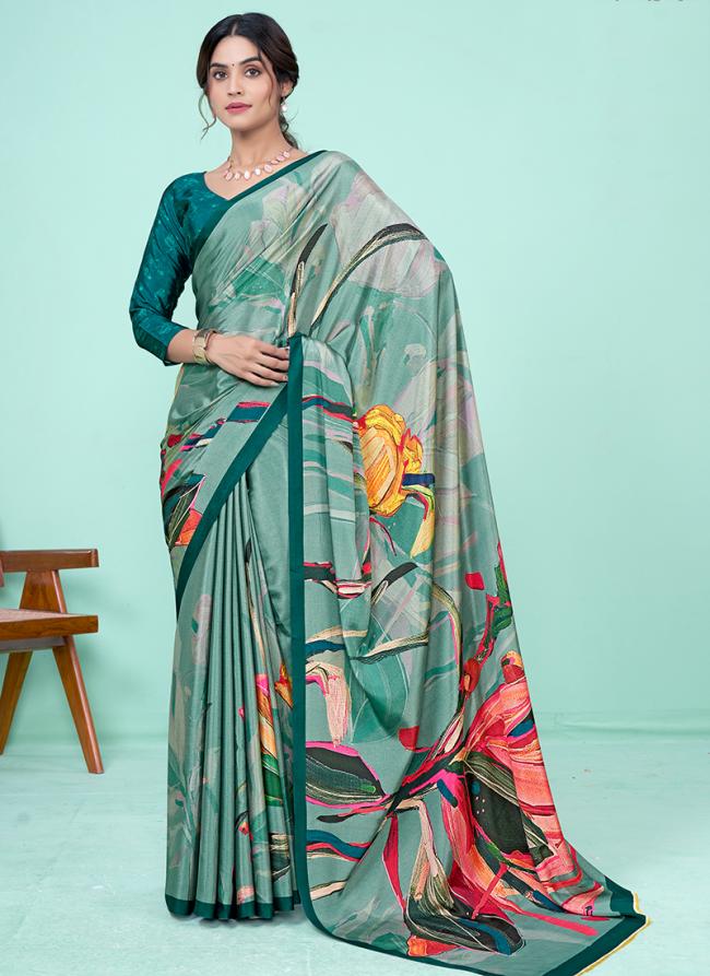 Soft Crepe Rama Casual Wear Printed Saree